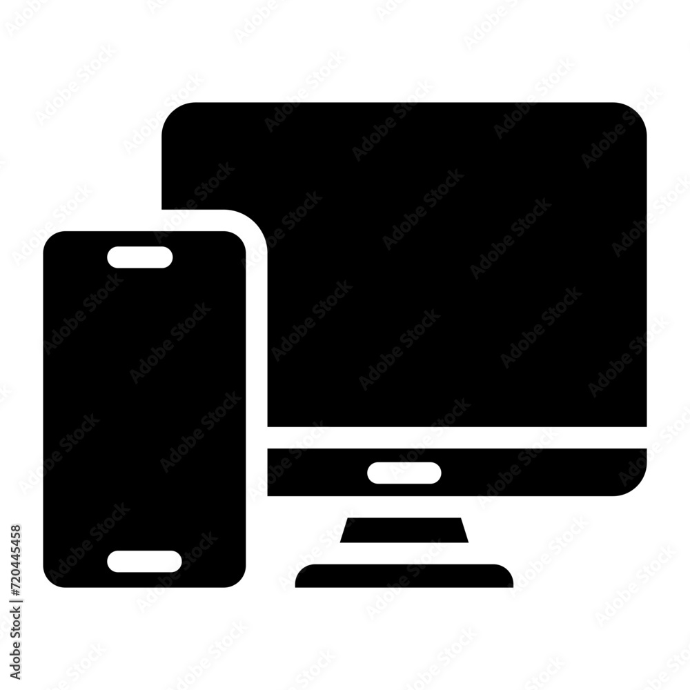 Poster responsive web design icons for computer monitor, smartphone, tablet and laptop