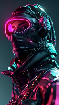 Cartoon digital avatars of Shadowy Rogue A cyberpunk hacker with neon accents and a bandana mask, using their expertise in technology to infiltrate and manipulate powerful systems and