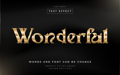 Realistic Gold Wonderful Editable Vector Text Effect