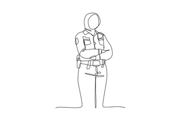 Beautiful secretary wearing work uniform. Professional work job uniform. Minimalism concept one line draw graphic design vector illustration