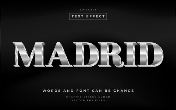 Realistic Silver Metal Serif Editable Vector Text Effect