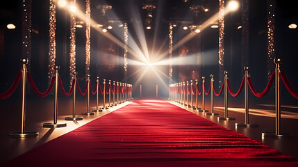 Luxurious and elegant red carpet staircase, holiday awards ceremony event
