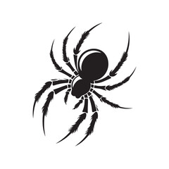 Midnight Spin: Spider Silhouette Series Illustrating the Mesmerizing Dance of Eight-Legged Creatures in Moonlit Shadows - Spider Illustration - Spider Vector - Insect Silhouette
