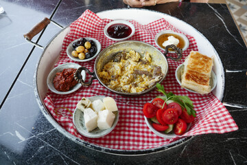 Turkish Breakfast Served on Table 