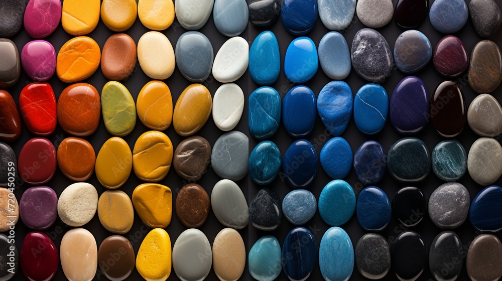 Poster vibrant spectrum of colorful rocks and pebbles creating abstract background