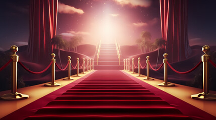 Luxurious and elegant red carpet staircase, holiday awards ceremony event