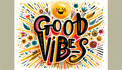 A vibrant and warm  Good Vibes illustration