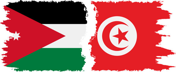 Tunisia and Jordan grunge flags connection vector