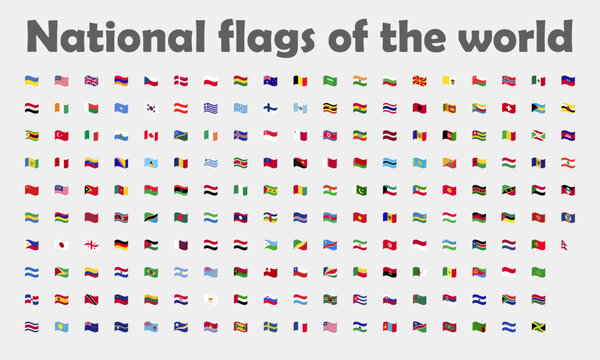 National waving flags of the world. Vector illustration