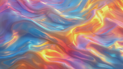 Obraz premium Blurred soft iridescent holographic background, with iridescent refracted colors