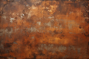 close up horizontal image of a ruined and rusty metallic background Generative AI