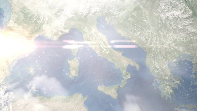 Zoom in from space and focus on Anzio, Italy. 3D Animation. Background for travel intro. Elements of this image furnished by NASA