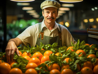 fresh oranges (citrus) in a supermarket