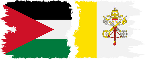 Vatican and Jordan grunge flags connection vector
