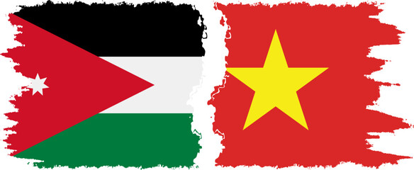 Vietnam and Jordan grunge flags connection vector