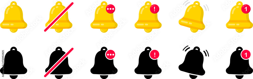 Leinwandbilder notification bell icon set. notice message. alarm symbol. incoming inbox message. new message notifi