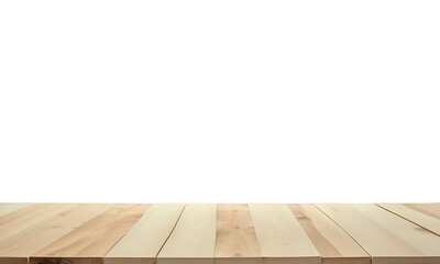 Empty wooden table top isolated on transparent background. for display montage with copy space for product. png file