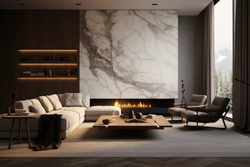 A living room showcasing rugged materials