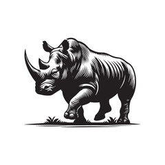 Silhouetted Elegance: Rhinoceros Silhouette Series Portraying the Graceful Stature of Wild Rhinos in Artistic Shadows - Rhino Silhouette Vector - Rhinoceros Illustration - Rhinoceros Vector

