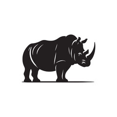 Vigilant Shadows: A Collection of Rhinoceros Silhouettes Symbolizing the Alertness and Watchful Presence in the Wild - Rhinoceros Illustration - Rhino Silhouette Vector - Rhinoceros Vector
