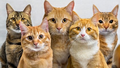 different types of cats look into the camera