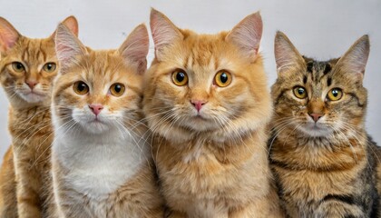 different types of cats look into the camera
