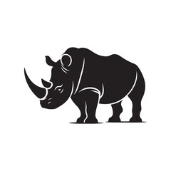 Rhino Reverie: Silhouetted Beauty in the Graceful Stance of Rhinoceros Silhouettes - Rhino Silhouette Vector - Rhinoceros Vector - Rhinoceros Illustration
