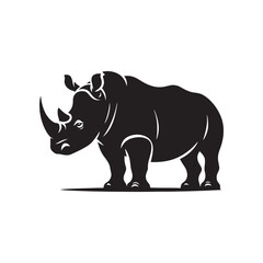 Shadows of the Savanna: Rhinoceros Silhouette Series Conveying the Robust Power in Enigmatic Silhouetted Forms - Rhinoceros Illustration - Rhino Silhouette Vector
