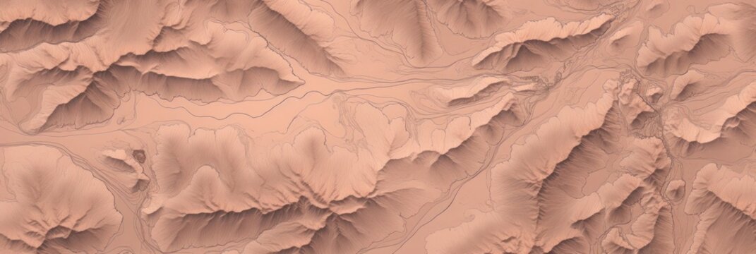 Terrain map rose gold contours trails, image grid geographic relief topographic contour line maps