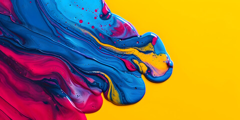 Liquid paint slowly pouring on a color background - obrazy, fototapety, plakaty