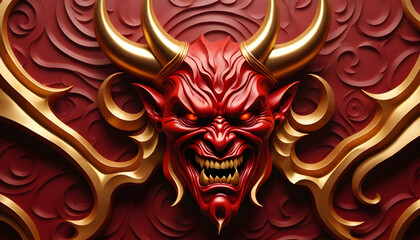 portrait of devil mask, dark style evil face