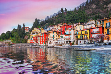 Varenna, Italy on Lake Como at Dusk - obrazy, fototapety, plakaty