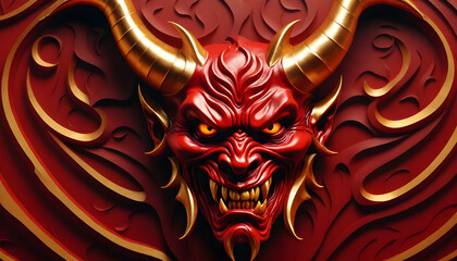 portrait of devil mask, dark style evil face
