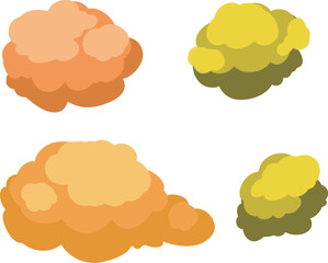 Vector hand drawn set of autumn bushes