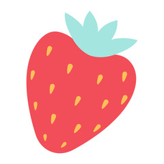 Obraz premium Garden strawberry fruit or strawberries flat color vector icon for food apps and websites. Trendy flat vector illustration
