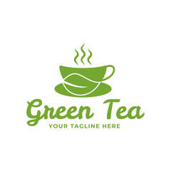 Natural green tea cup for logo design concept editable.