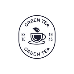 Natural green tea cup for logo design concept editable.