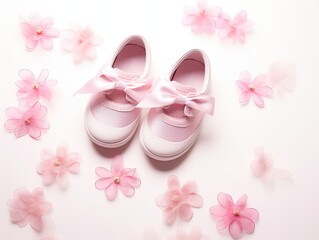 Obraz na płótnie Canvas Pink Shoes Resting on White Surface