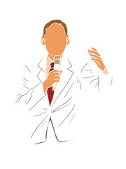 Vector of a Man Debating. Public Speaking. Man addressing People.