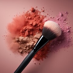Close-up of Makeup Brush on Pink Background