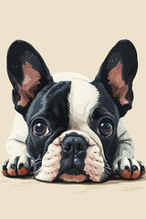 Illustration of a cute French bulldog puppy