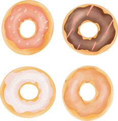 Vector hand drawn set of donuts