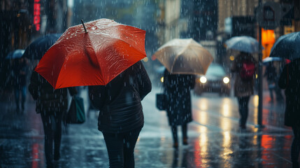 People using umbrella under the rain