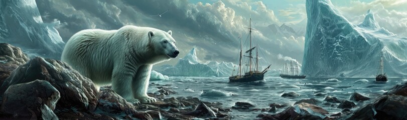 The impact of global warming on polar bear habitats. - obrazy, fototapety, plakaty
