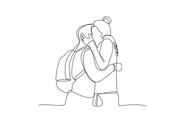 Continuous one line drawing You Have Arrived concept. Doodle vector illustration.