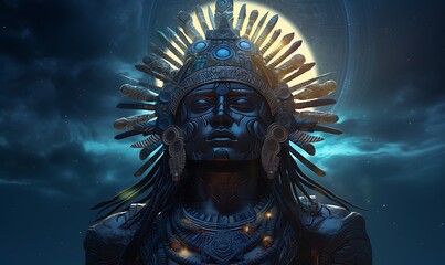 Tezcatlipoca the God of the night sky, Full of black layers, Full background, Portrait, Exquisite detail, Natural light, global illumination, Beautiful illustration. Generative Ai


