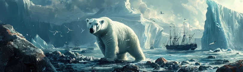 Foto op Canvas The impact of global warming on polar bear habitats. © Murda