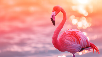 Naklejka premium Beautiful image of pink flamingo