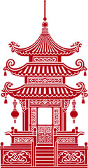 Red Chinese pattern frame