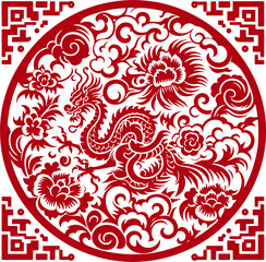 Red Chinese pattern frame